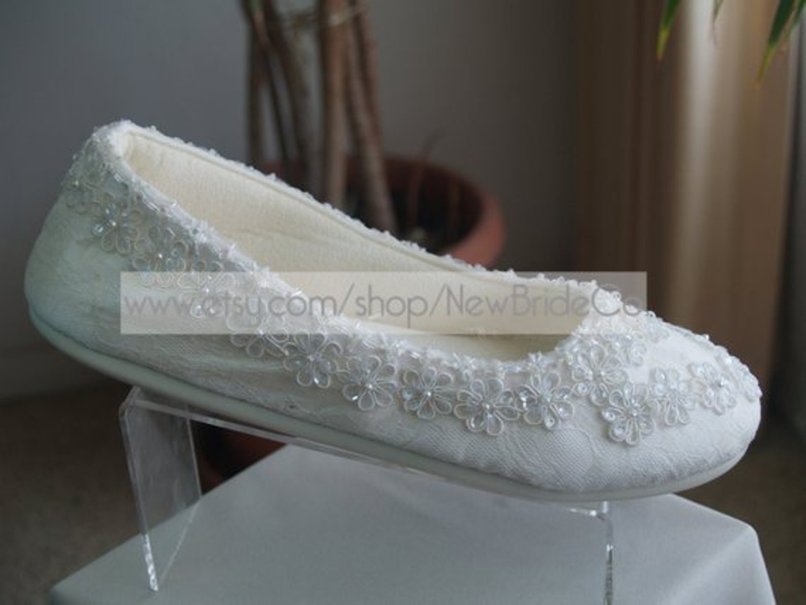 wedding ivory flats vegan shoes embellished with beading edge and sequins appliques, gorgeous victorian ballet style slippers, p