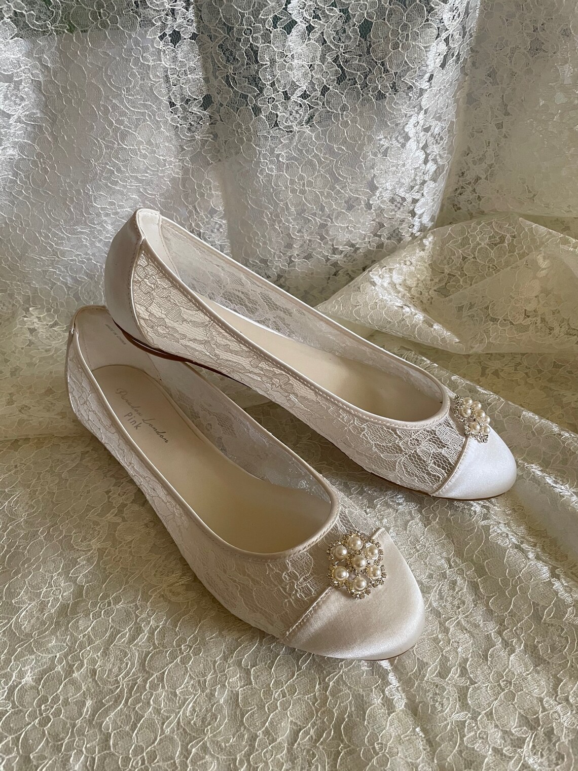 ivory satin flat shoes