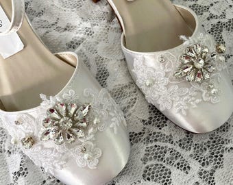 Bling First Communion Shoes: Ivory Flower Girl Crystal Shoe