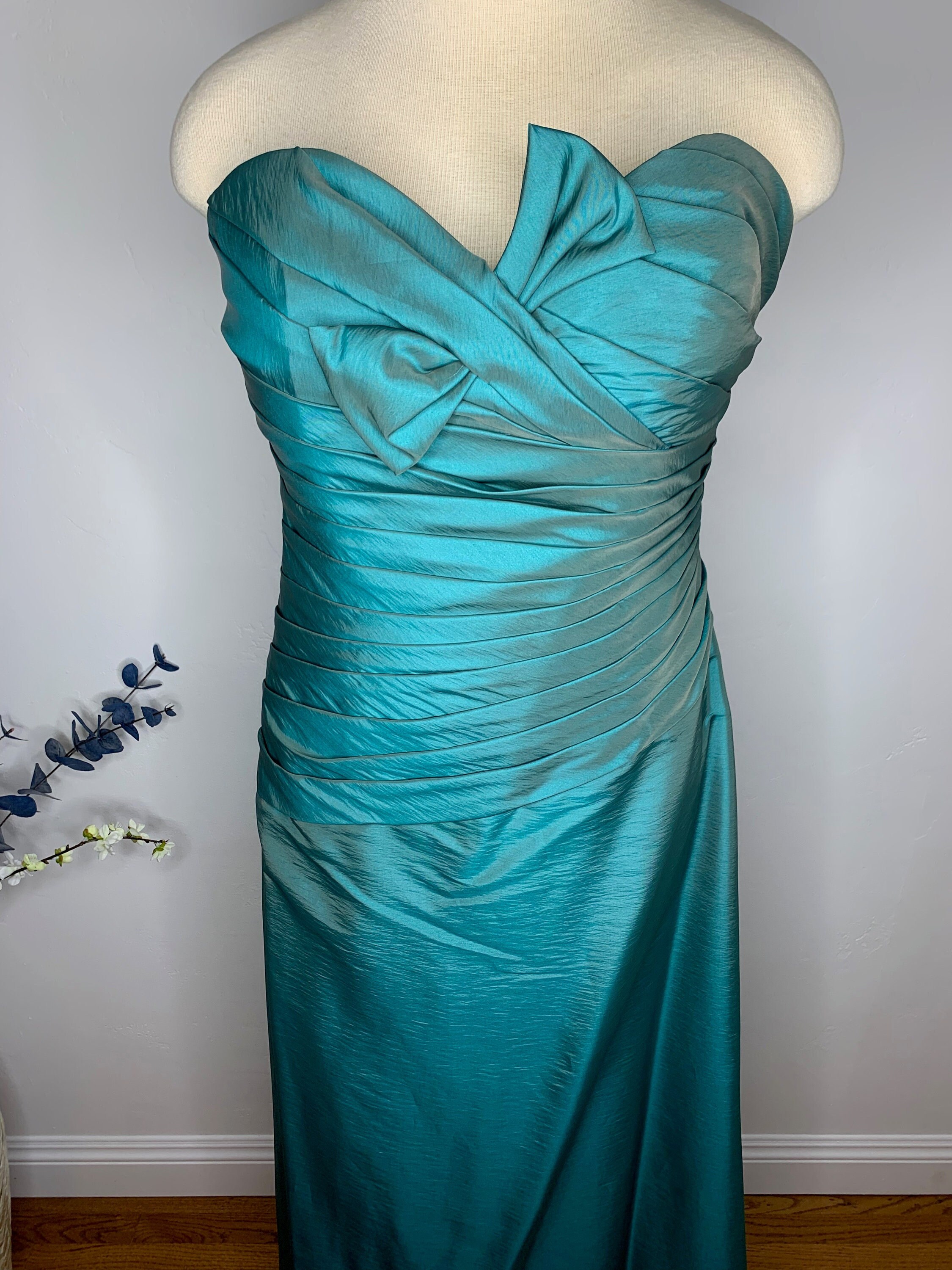 Teal strapless dress sales