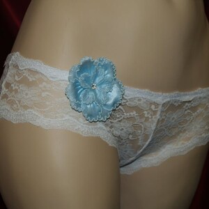 Brides Push-up Bra White lace and blue flower image 7