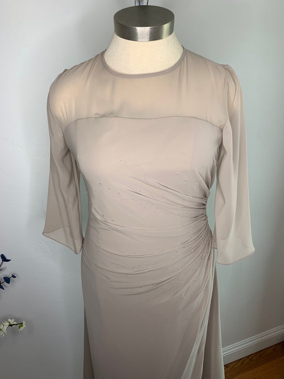 Taupe Neutral Color 3/4 sleeve Chiffon dress Size… - image 3