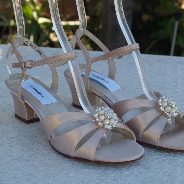 champagne shoes low heel