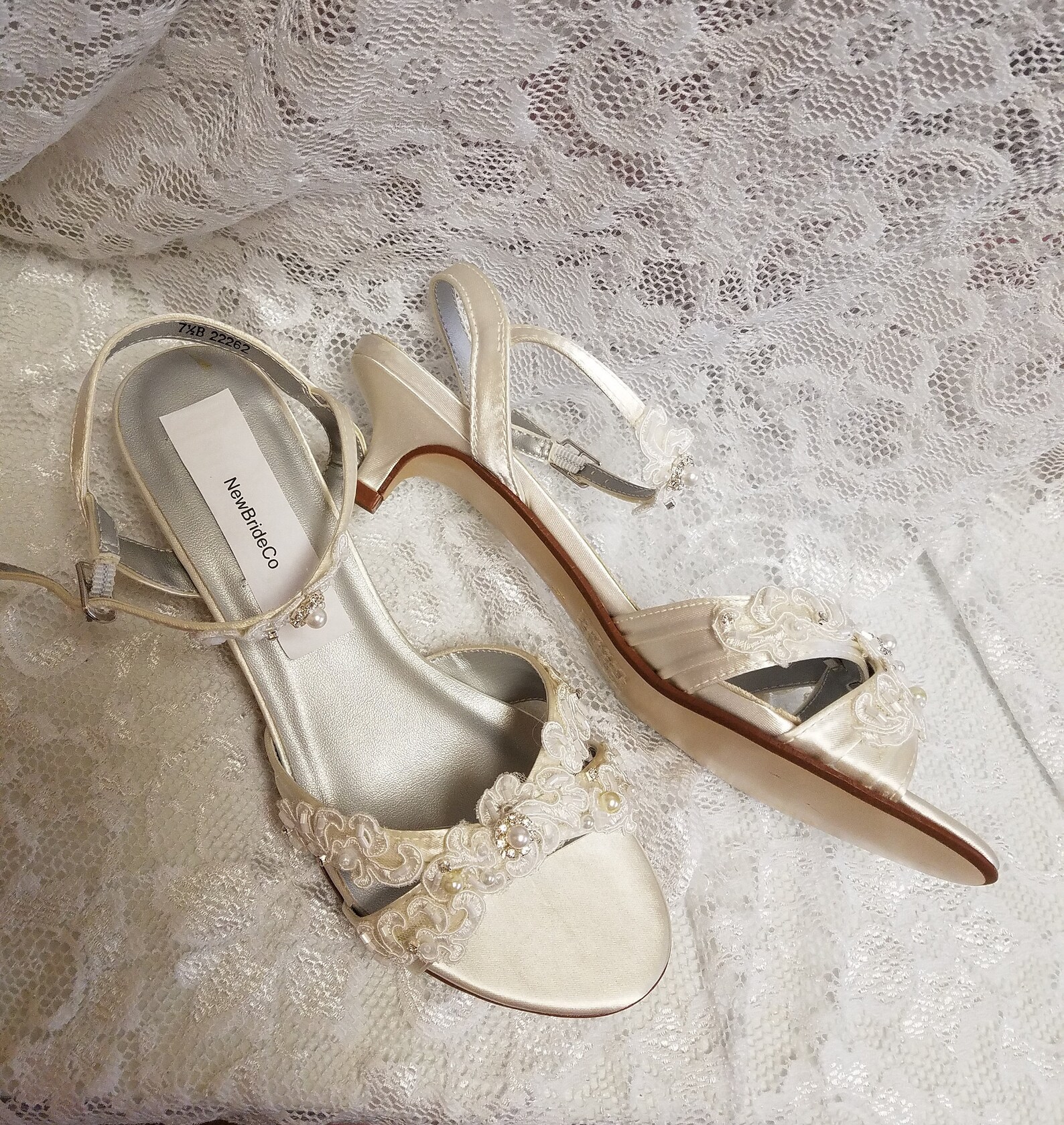 Ivory Kitten Heel Shoe Bling Pearls Lace 1 1/4 | Etsy
