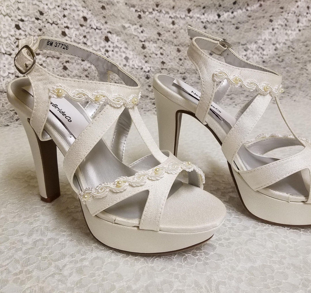 Be Mine Bridal Melora platform heel sandals in ivory - ShopStyle
