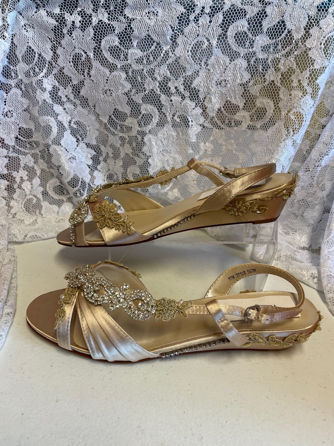 champagne wedge shoes
