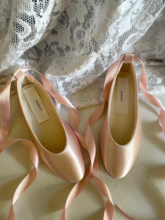 Ballerina Ballerine A Bride Blush Pink Ballerina SATIN Flats Ankle