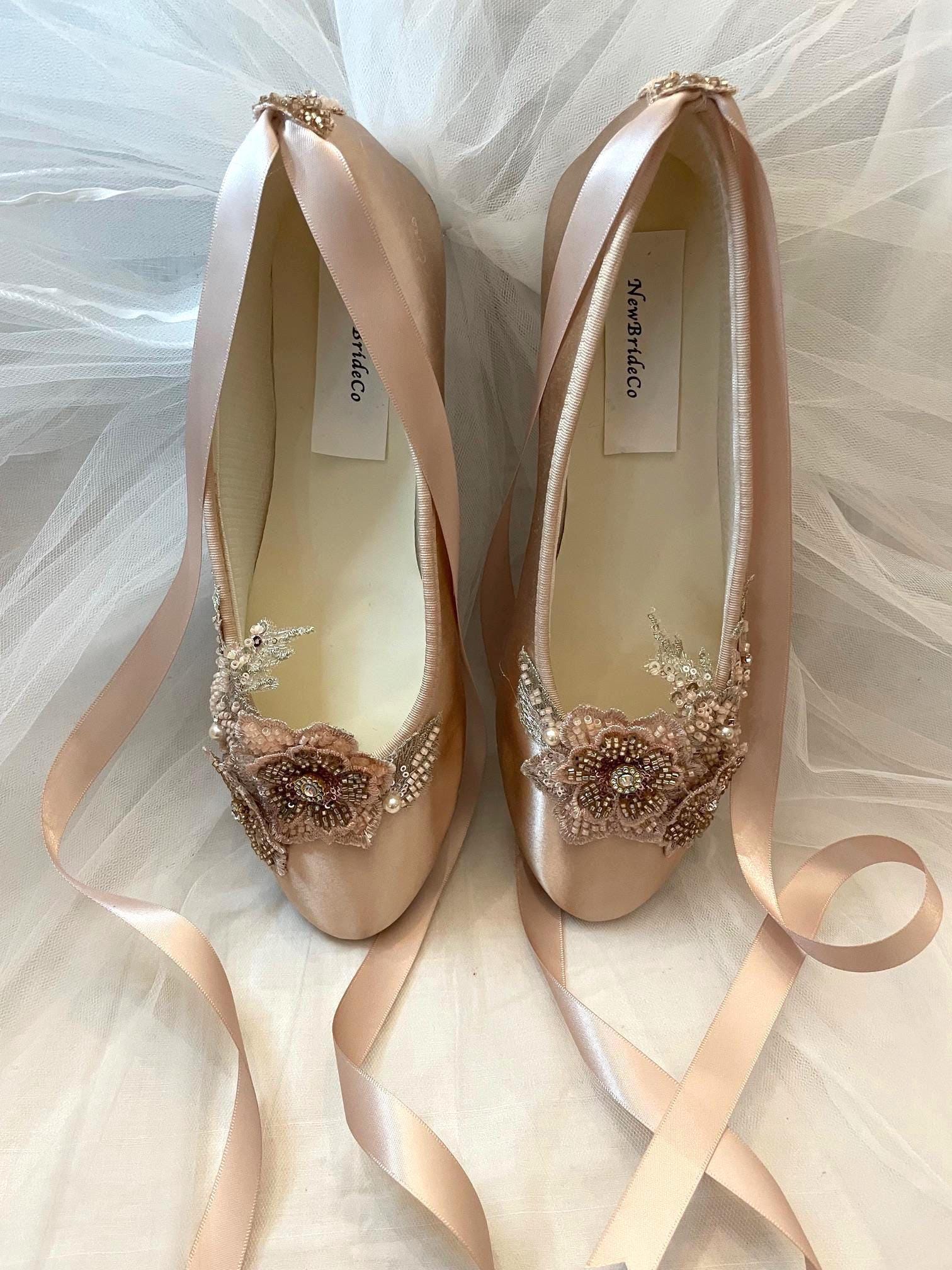 womens rose gold dress shoes Flats For Women Rose Gold Ballerina Style Shoe, Rose Gold Flats With GOWNS