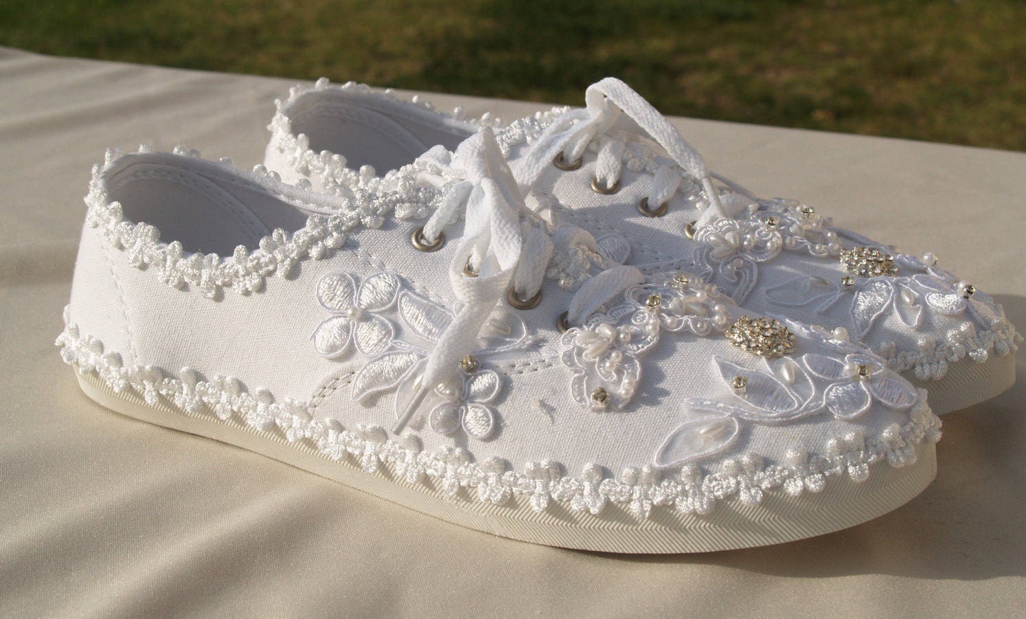 Size 10 Wedding Sneakers Ready to Ship,white Canvas Flat Bridal
