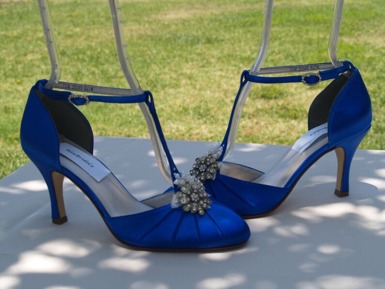 Royal Blue Wedding Shoes Vintage style US Sizes Rounded