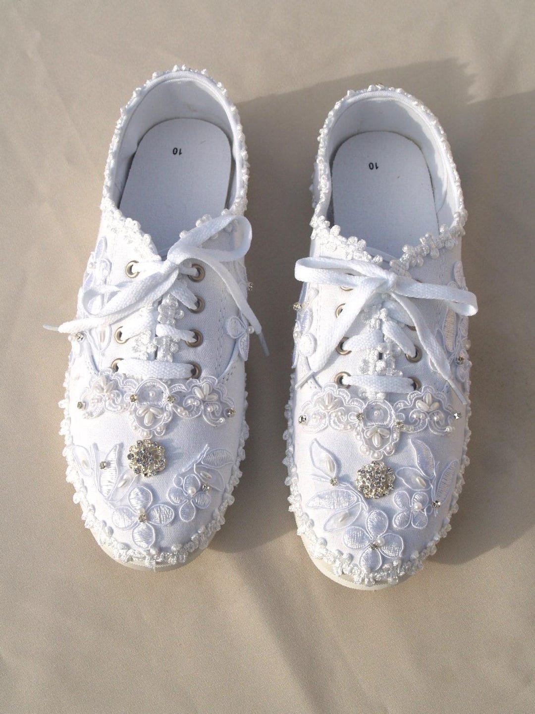 Fancy Bridal Tennis Shoes,white Canvas Flat Bridal Shoe,wedding