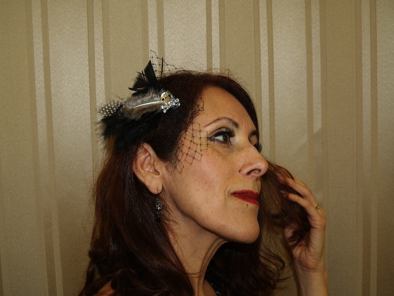 halloween party fascinator Gothic HAIR CLIP ornament with skull