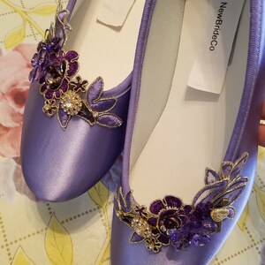 PURPLE Wedding FLATS With Purple and Gold Accentspurple Flat - Etsy
