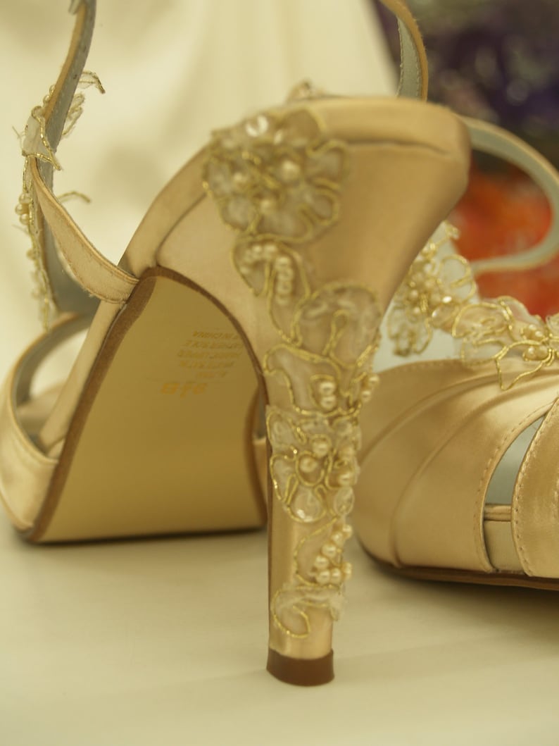 Wedding Shoes Gold Champagne bridal shoes champagne open toe Etsy