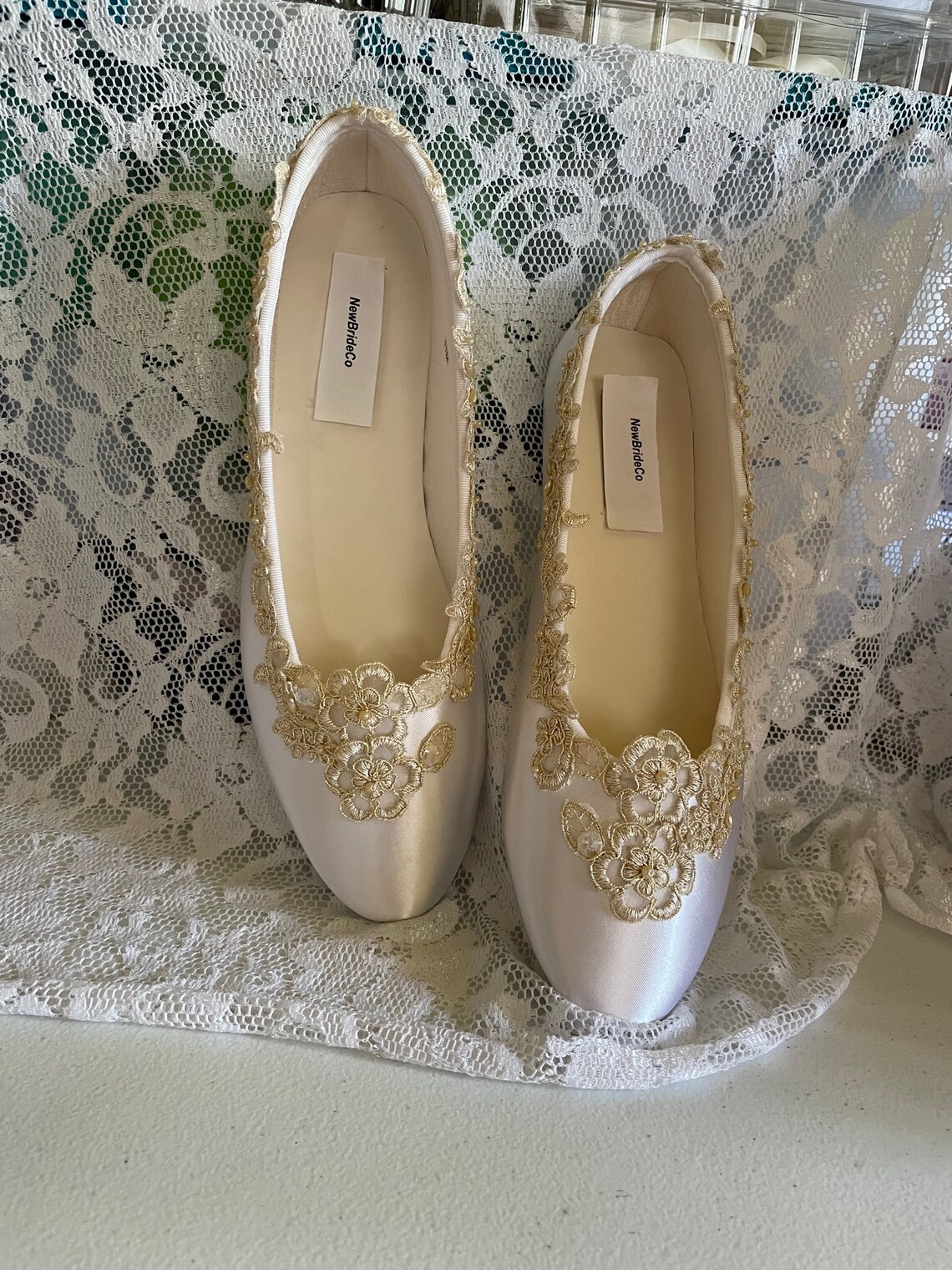 champagne color flat shoes