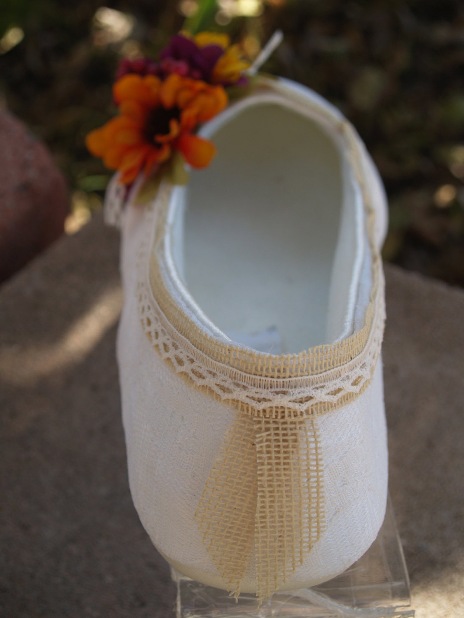 fall wedding flats rustic shoes, burlap and lace, autumn colors, ballet style flat slipper, outdoor garden party, woodland, whim