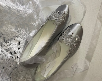 Dark silver cheap wedding shoes