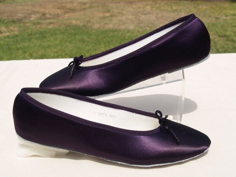 Wedding Eggplant color Shoes Satin Ballet Style flat Slipper Etsy