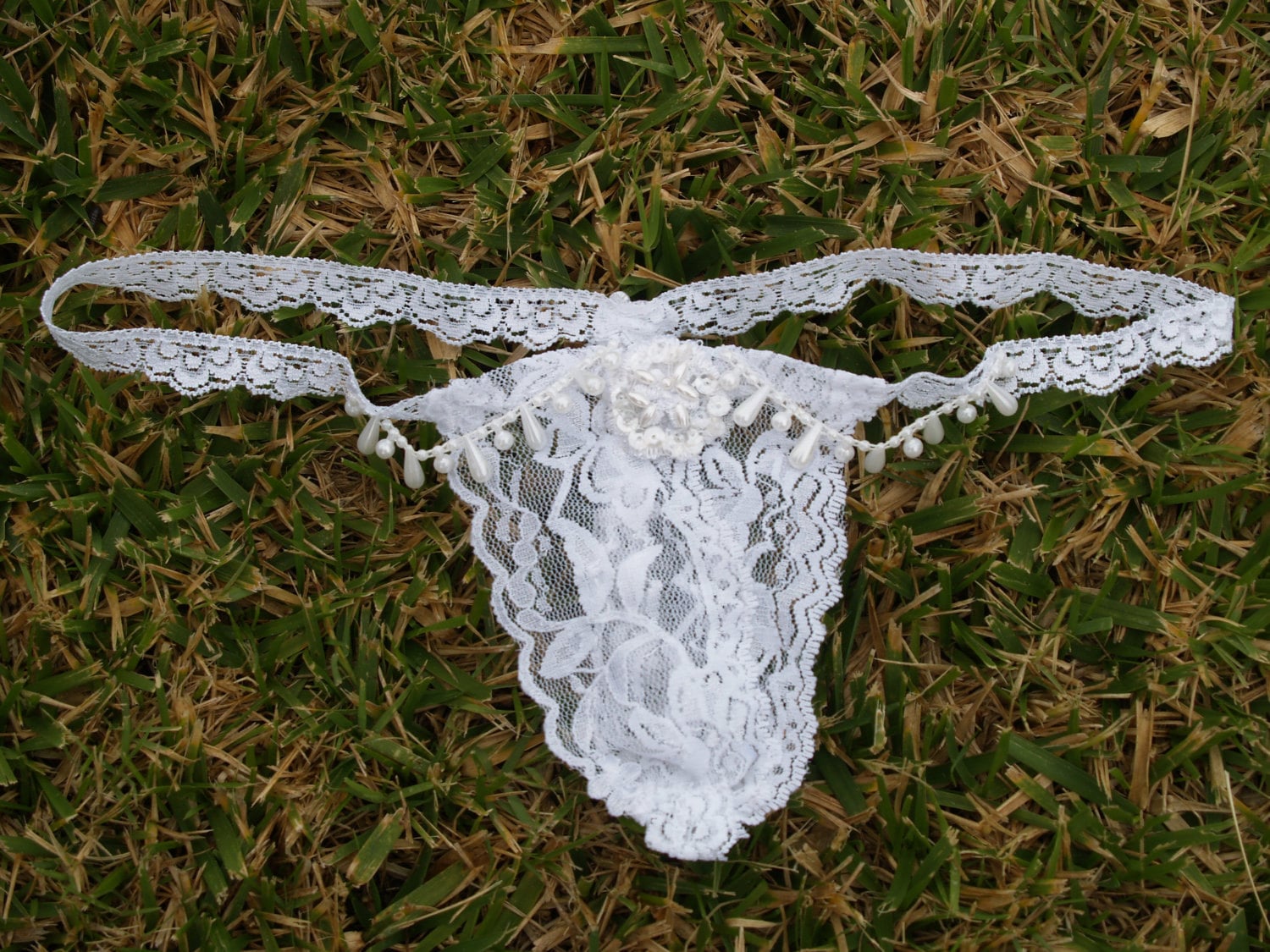 Brides Lingerie Thong White Lace Totally Hand Stitched for Super