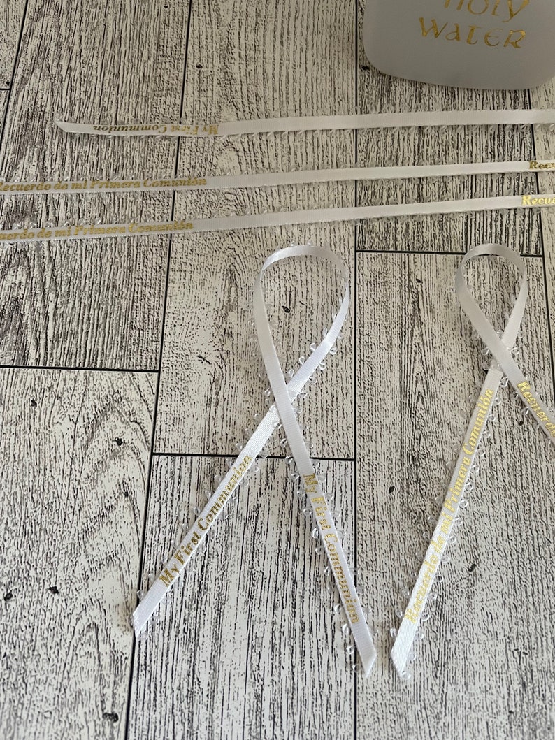 Communion Party Favor Ribbons: White & Gold, 'my First Communion' - Etsy