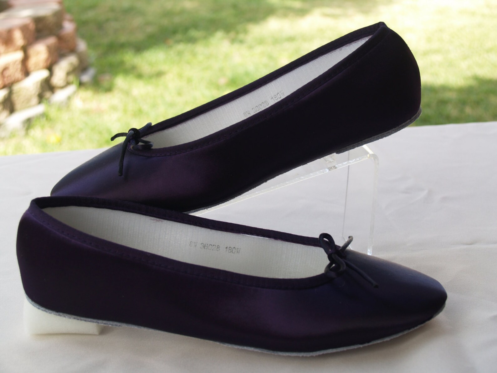 wedding dark eggplant shoes satin ballet style flat slipper, wedding shoes, bridesmaids, special occasion, comfort