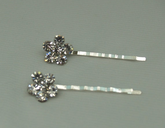 Hair Jewelry 2 Crystal Flowers,crystals Bobbie Pin for  display picture 1