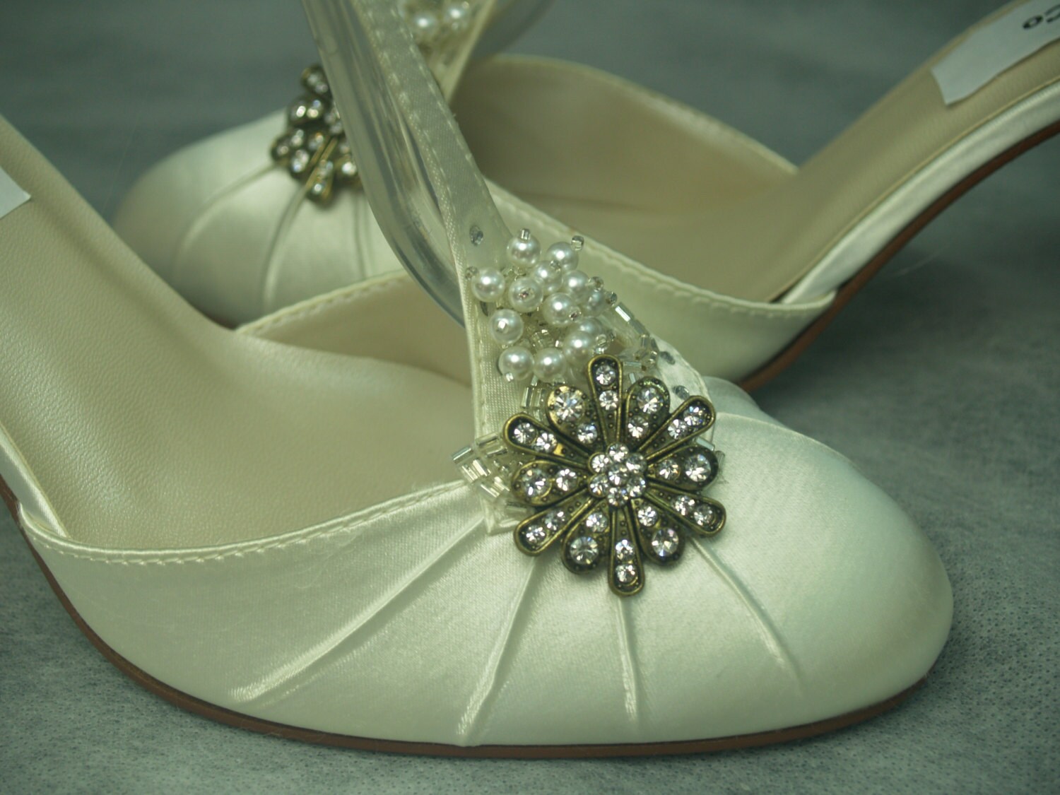 ivory shoes mid heel