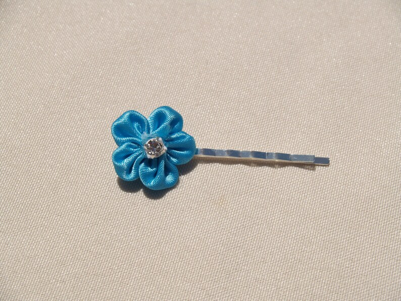 2 Turquoise Blue hair flowers Brides Satin blue pins,flower girls flower pins,Something Blue Hair Accessory,Birthday Gift,Destination Beach