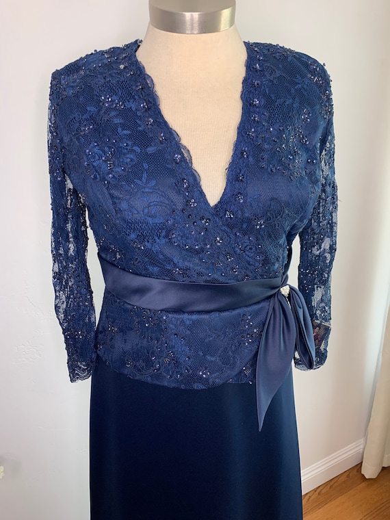Buy Navy Blue Lace Top Formal Dress Size 12 by Caterina, Mother of the  Bride,all Lace 3/4 Sleeve Dress With A Line Satin Skirt,modern Lace Look  Online in India - Etsy