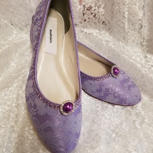 Purple Wedding Lace Shoes Almost Flat Heel Purple Shoes - Etsy