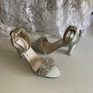 SAGE Heel Shoes Bling Bridal Thick Heels Trimmed With Lots of Crystals ...