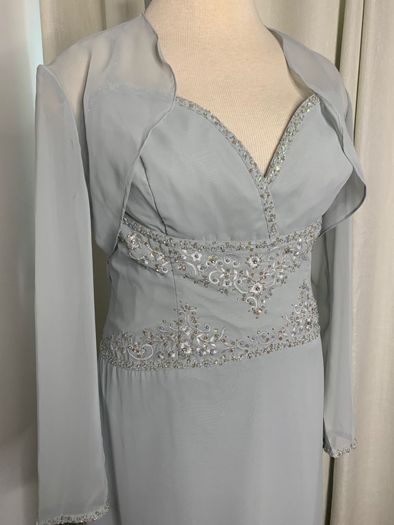 Gorgeous Ocean Gray Beaded Formal Gown Size 14 by… - image 1