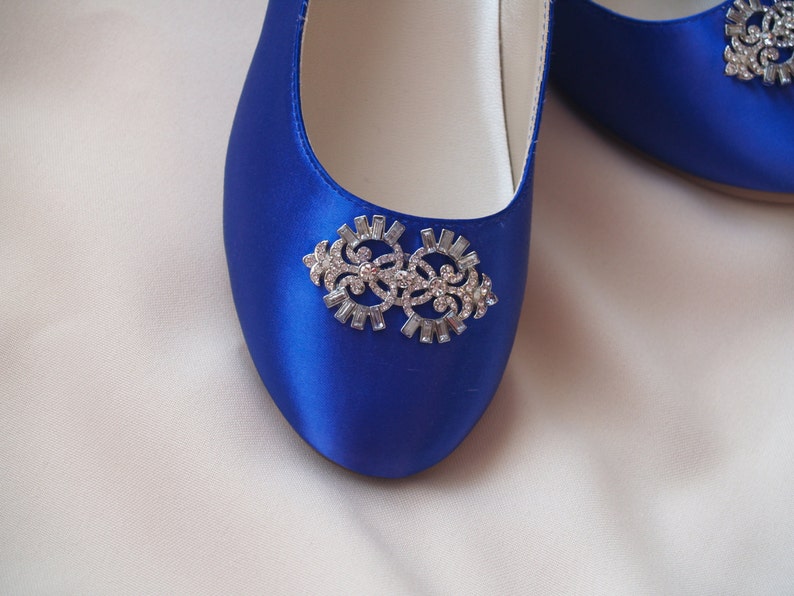 Wedding Flat Royal Blue Shoes With Brooch Royal Blue Plus 200 - Etsy