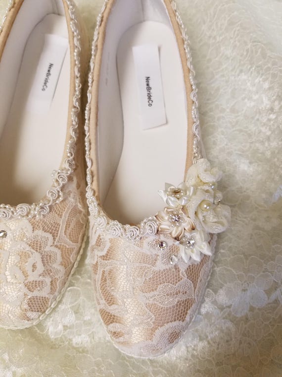 champagne lace shoes