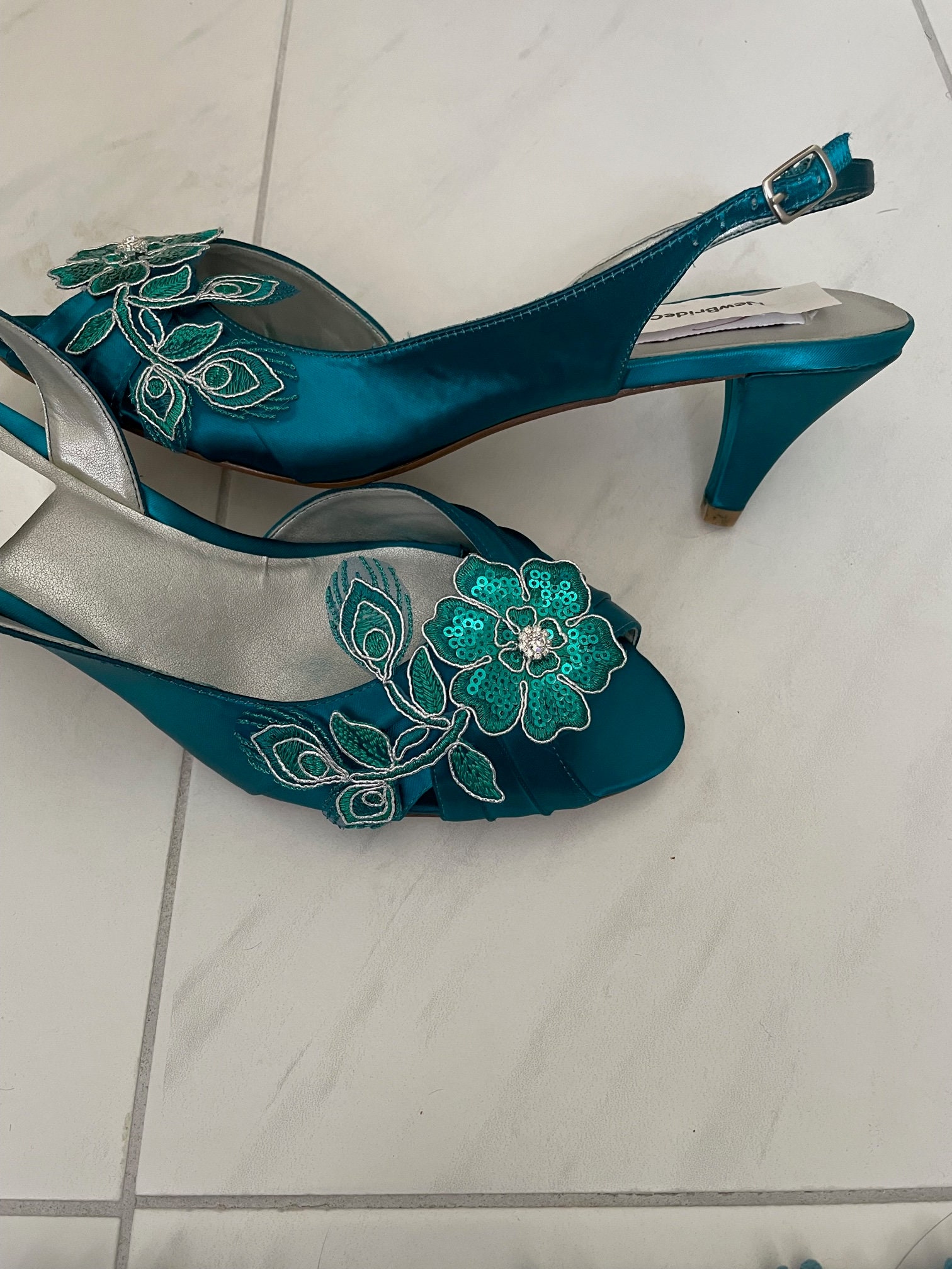 Teal low heel shoes sale
