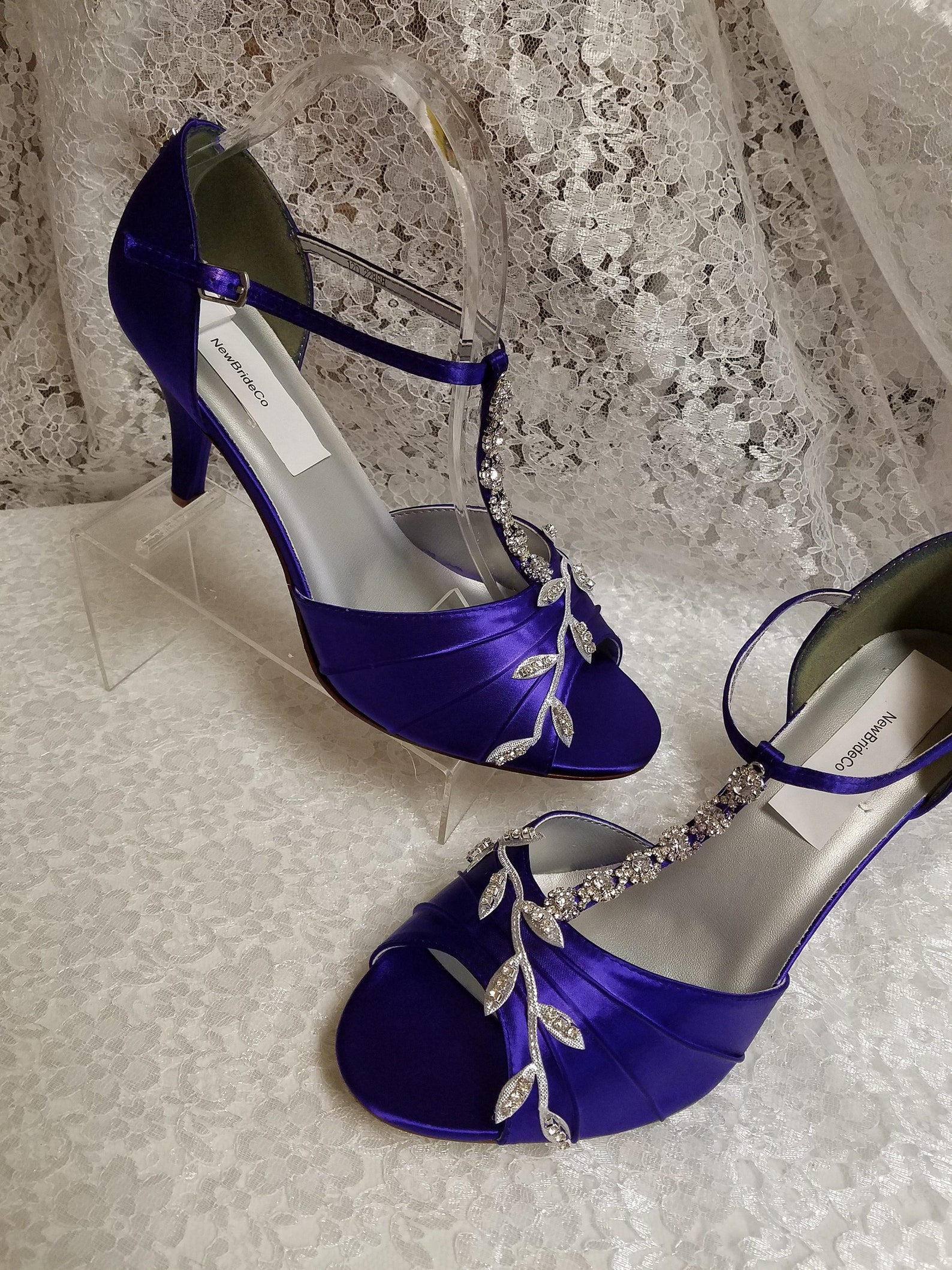 Royal Purple Heels or Royal Blue with Silver Swarovski Etsy