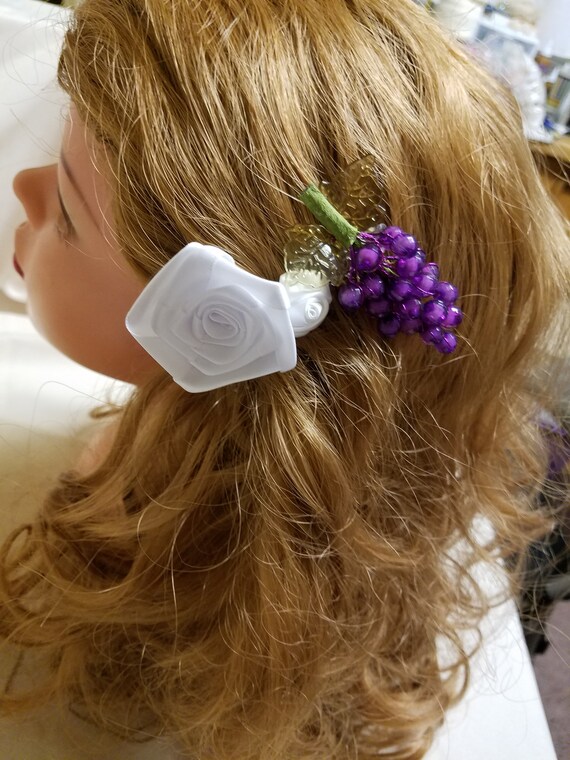 Hair Satin Roses For Girls First Communion With Grapes Hair Etsy
