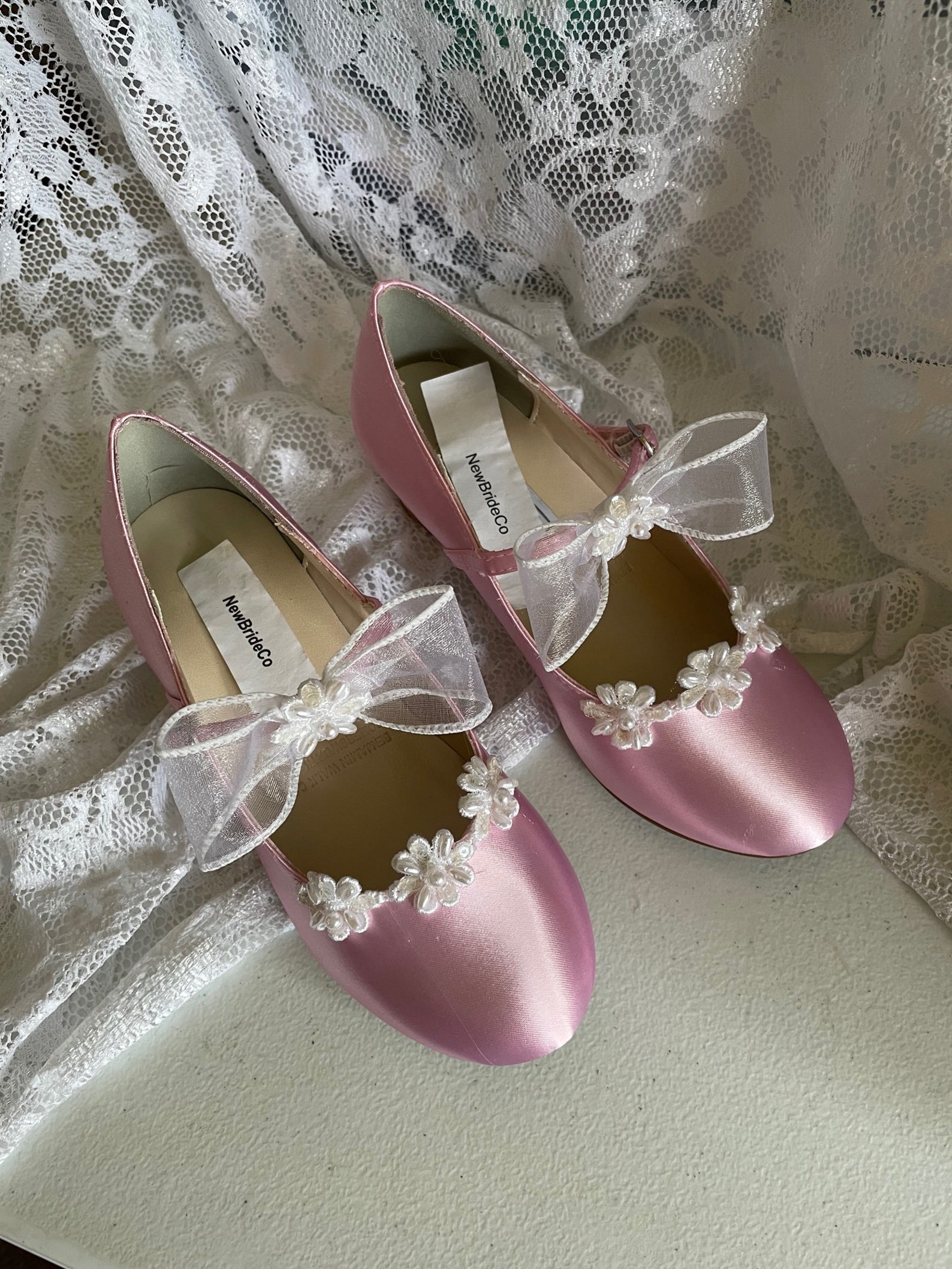 Pink Girl Mary Jane Shoes Beaded Flowers Appliques White Plus Etsy