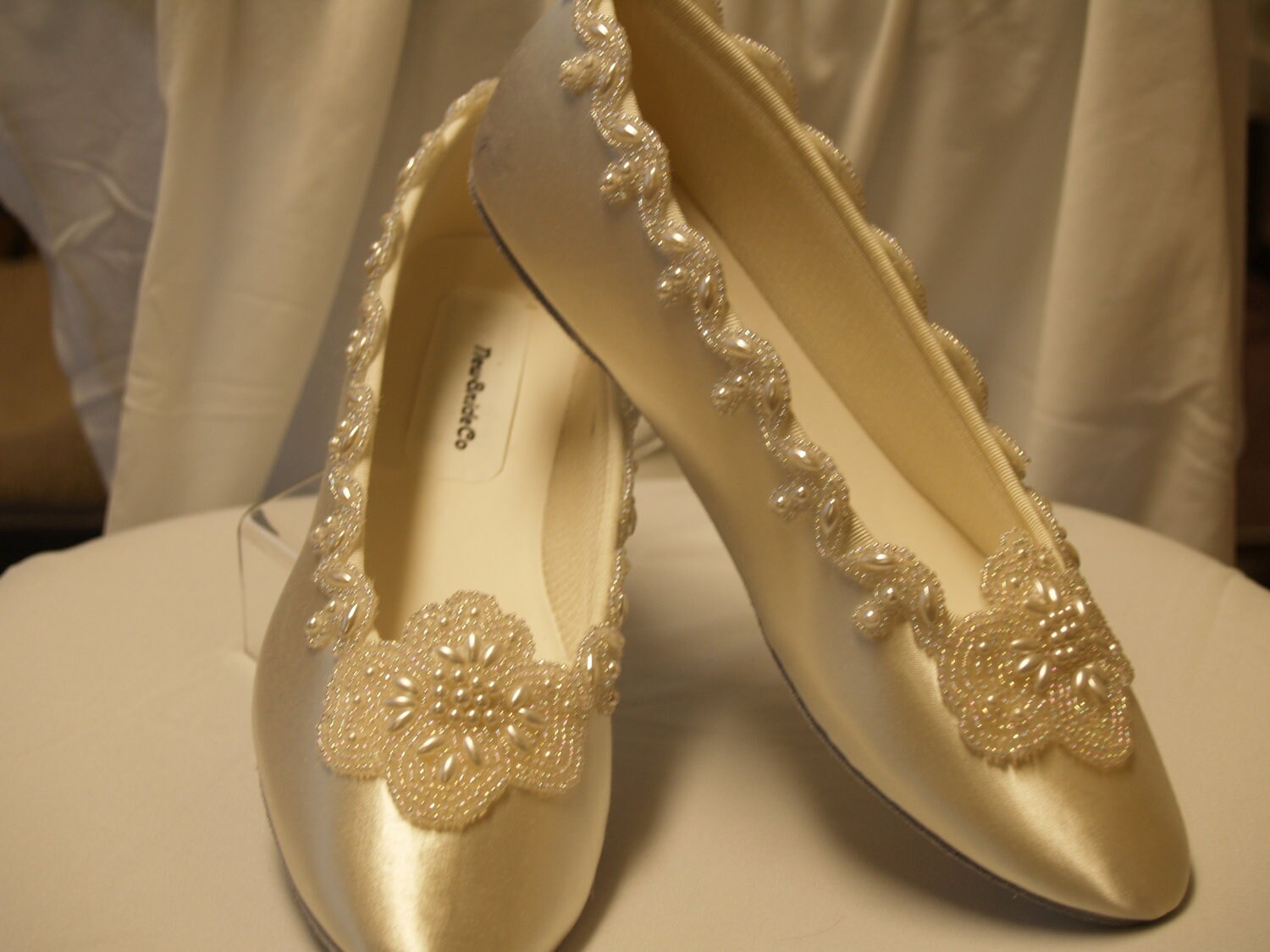 ivory satin wedding flats
