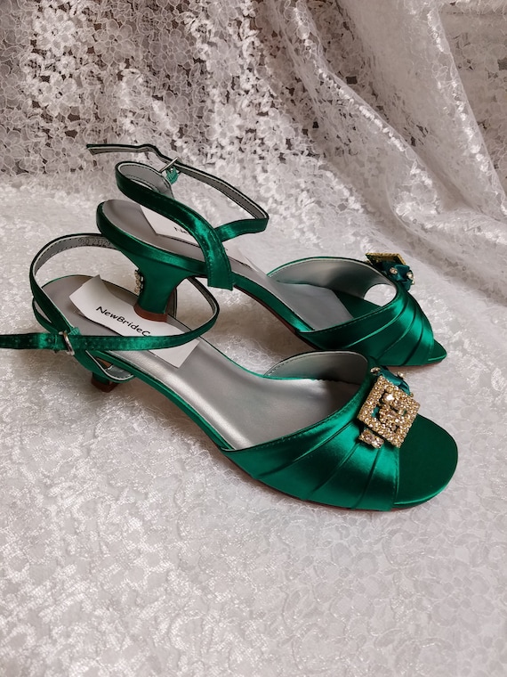 Sophia Emerald Floral Printed Satin Shoes | Emilia Wickstead