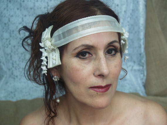 1920s Style Brides Head Piece Ivory Lace, Bridal Great  display picture 3
