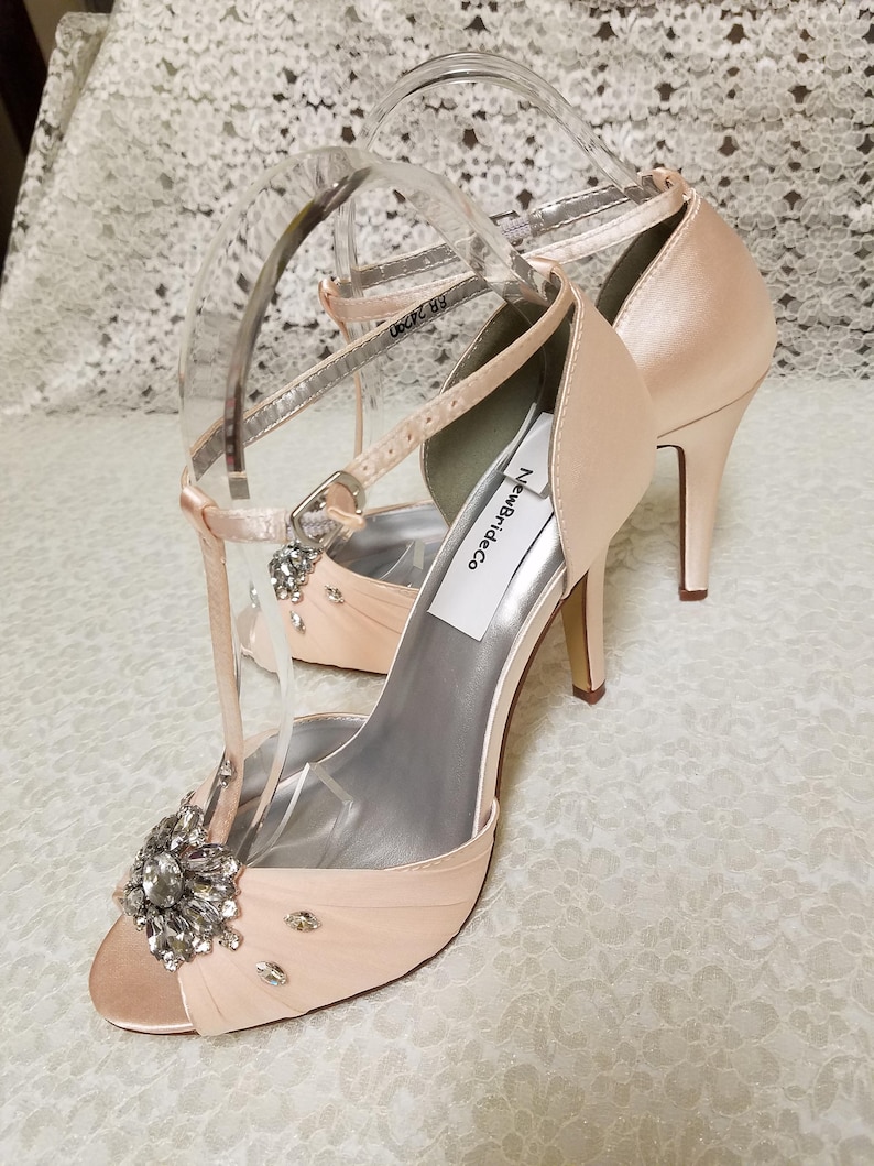 open toe blush heels