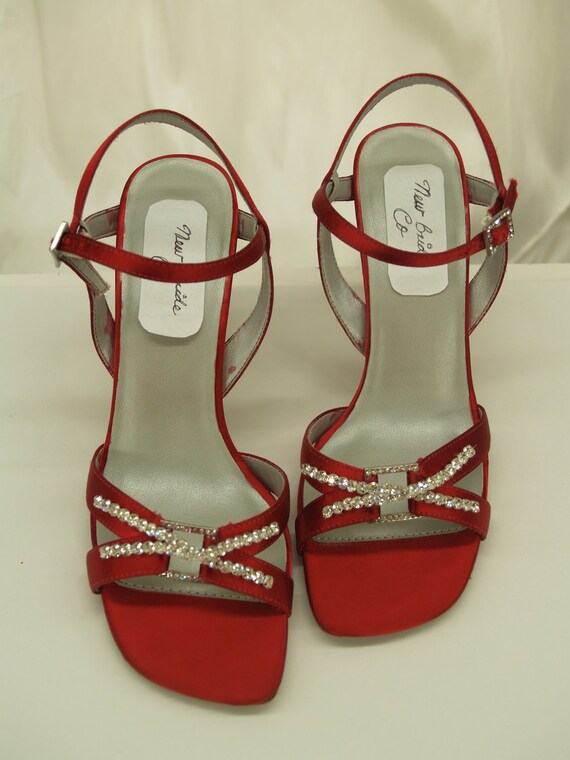 red criss cross heels