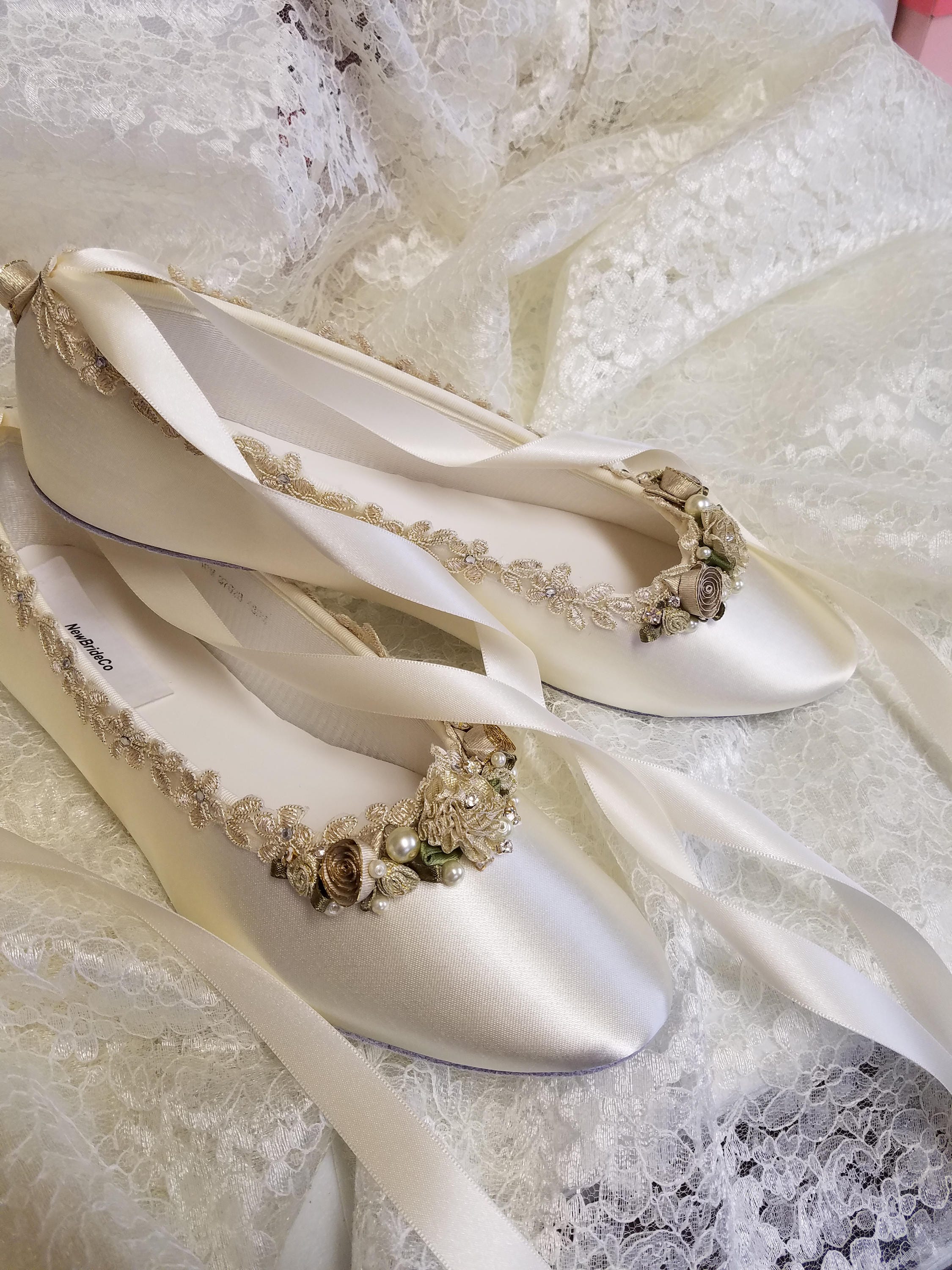 Ivory Gold Wedding Flats