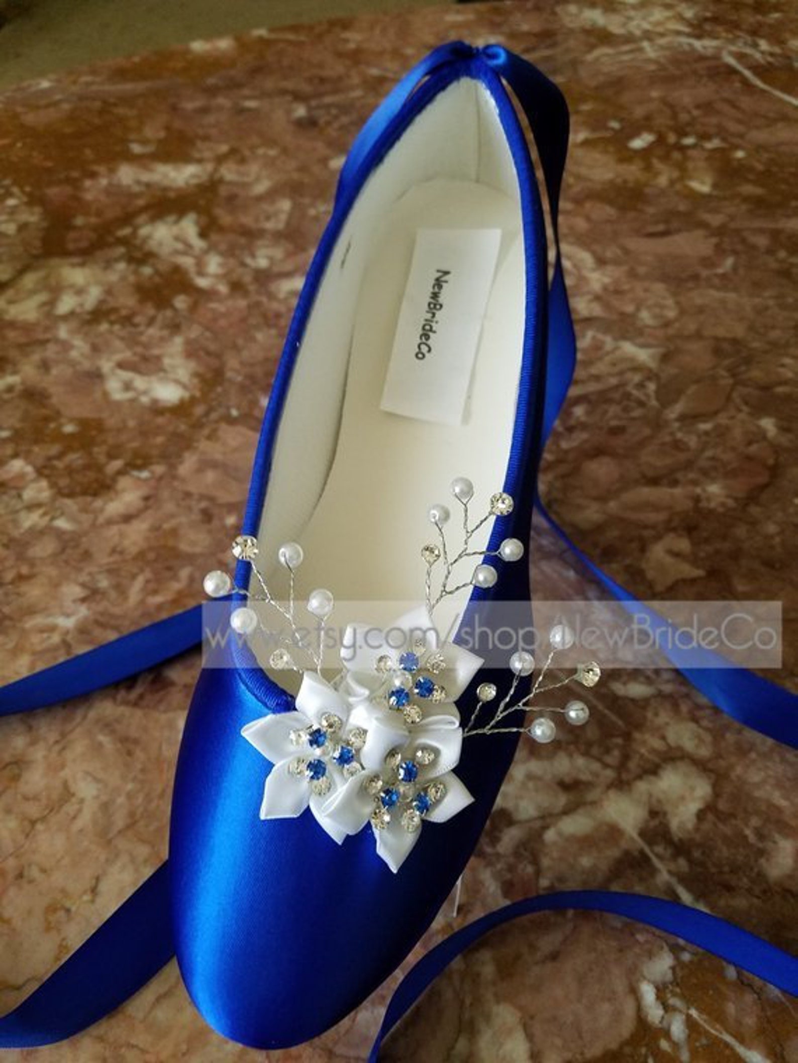 wedding royal blue flats crystals pearls,ballet style ivory slippers,flat shoes custom colors available,snowflake, romantic, lac