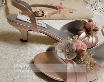Shoes BLUSH PINK 1 3/4'' heel size 9.5, Spring Wedding shoes,Blush Low Heel Shoes US Size 9.5 ready to ship,Blush low Heels,Victorian