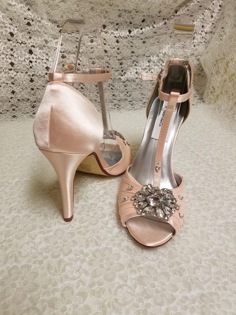 open toe blush heels