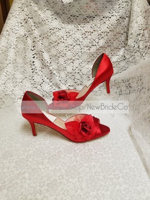Red wedding shoes wide best sale fit