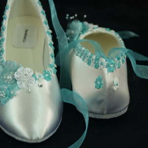 Flat Shoes Aqua Blue Trims on Ballet Style Slipper Aqua Blue - Etsy
