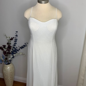 Ivory Silk Beaded Dress in Size 20, Old Hollywood Glamour Wedding Dress, Beaded Simple Silk dress, Pageant Wear, Formal Size 20 Dress
